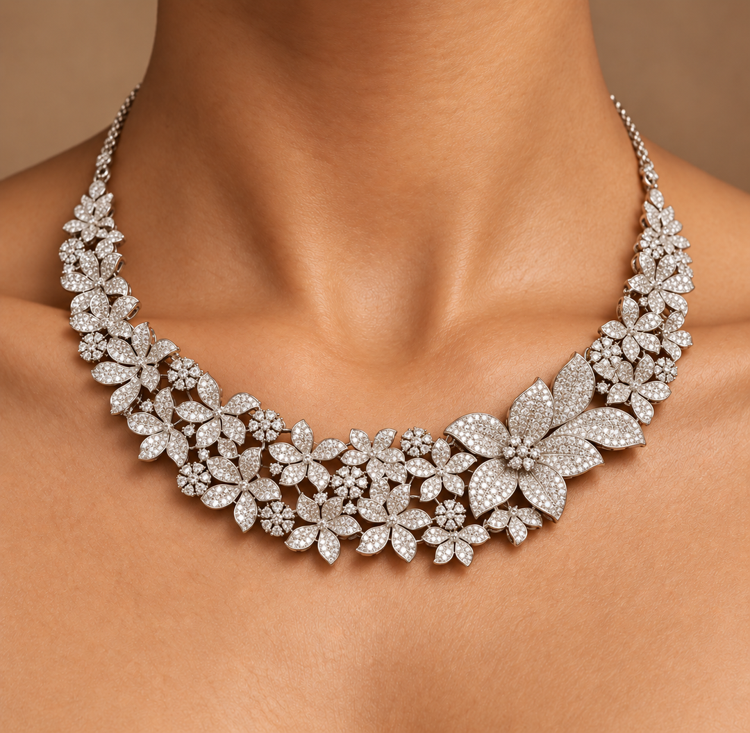 New Premium One Gram Gold CZ Necklace Set