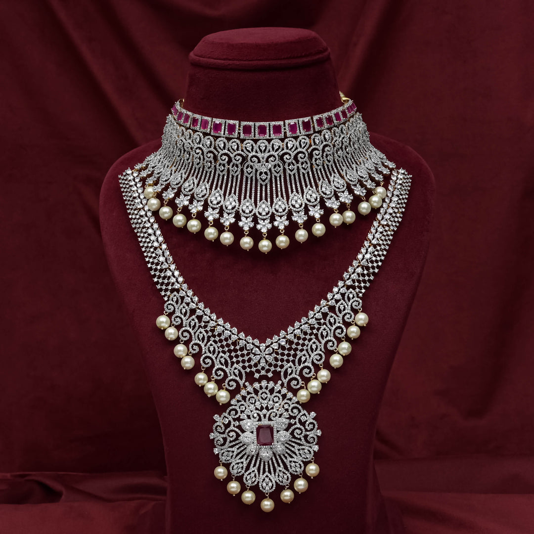CZ Ruby Choker Set