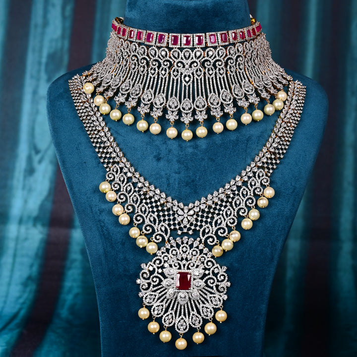 CZ Ruby Choker Set