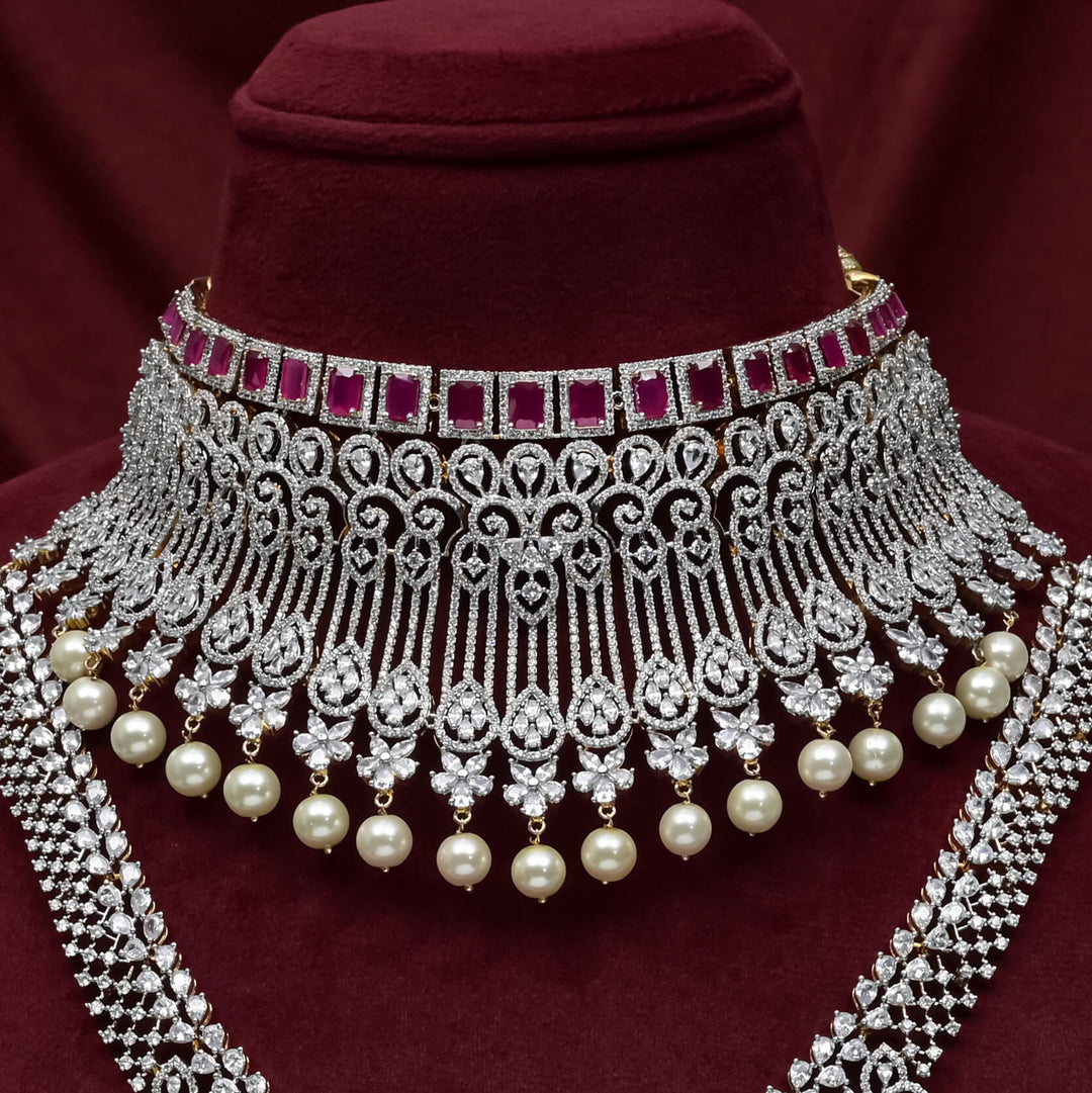 CZ Ruby Choker Set