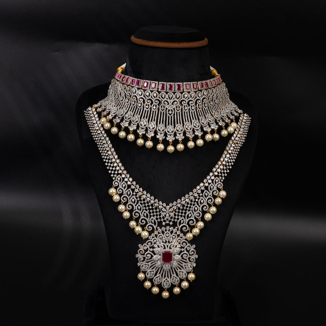CZ Ruby Choker Set
