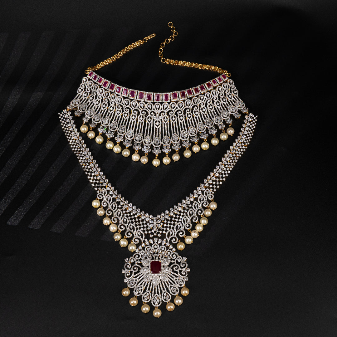 CZ Ruby Choker Set