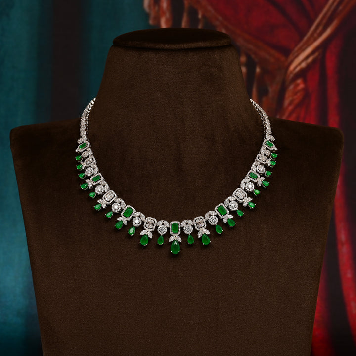 CZ Emerald Necklace Set