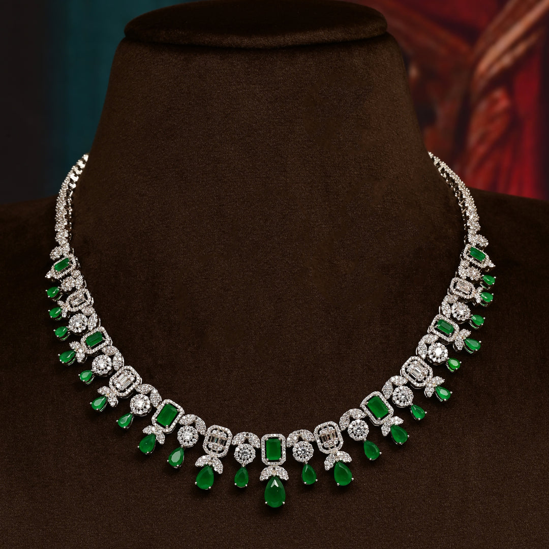 CZ Emerald Necklace Set
