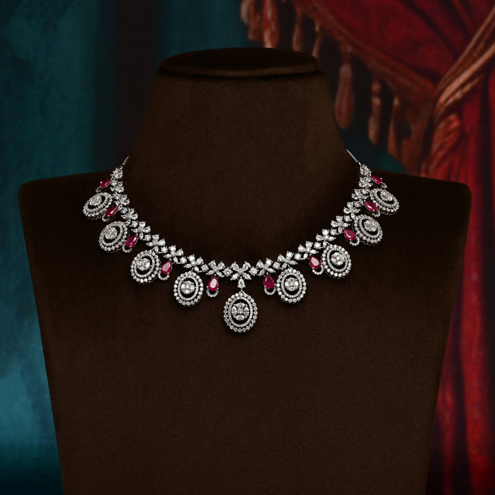 CZ Ruby Necklace Set