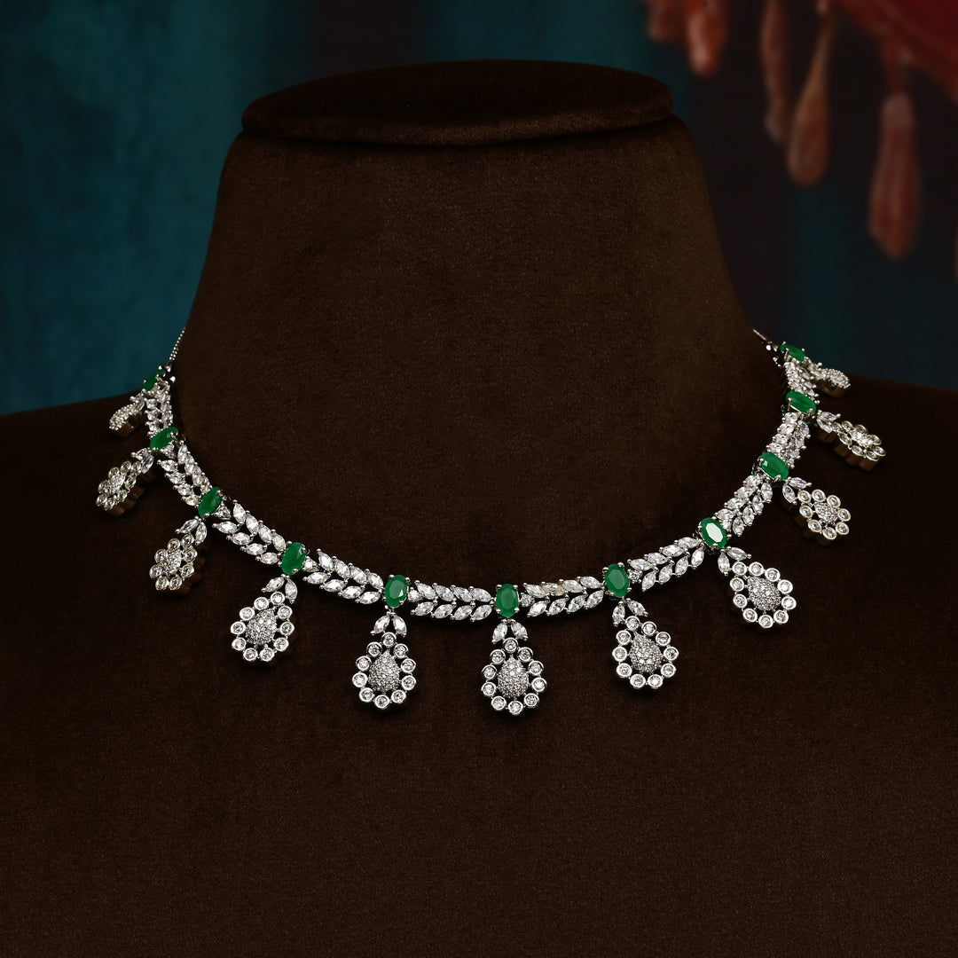 CZ Emerald Necklace Set