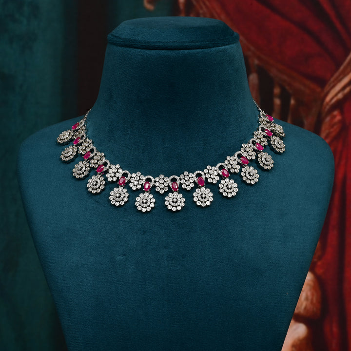 CZ Ruby Necklace Set