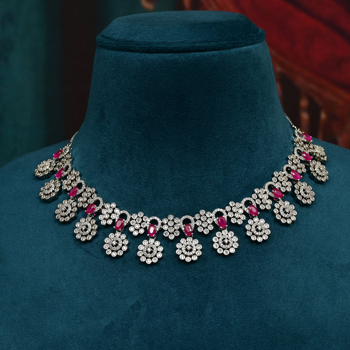 CZ Ruby Necklace Set