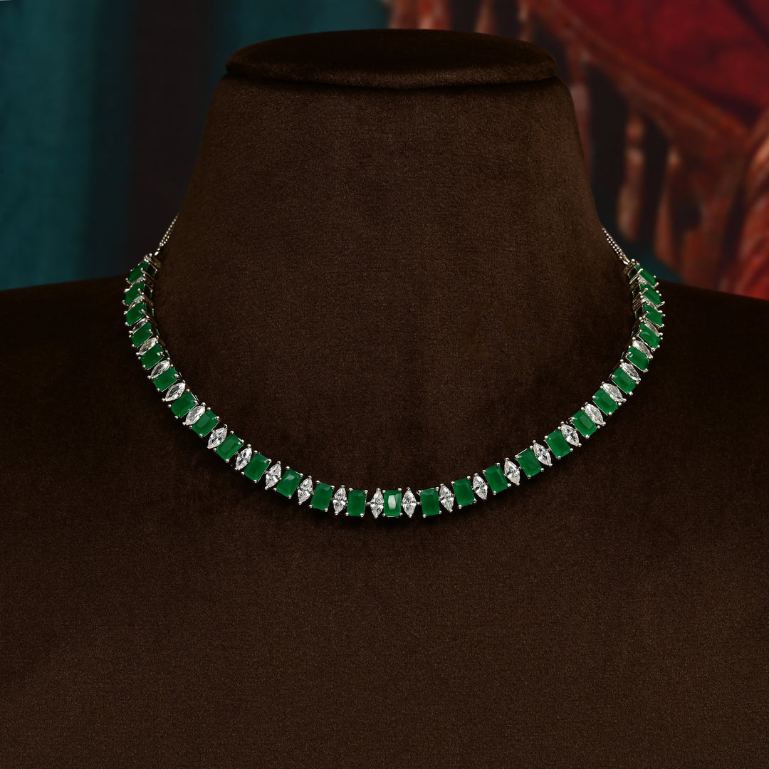 CZ Emerald Necklace Set
