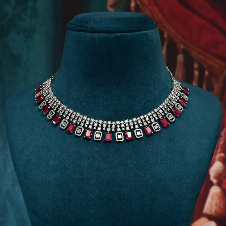 CZ Ruby Necklace Set