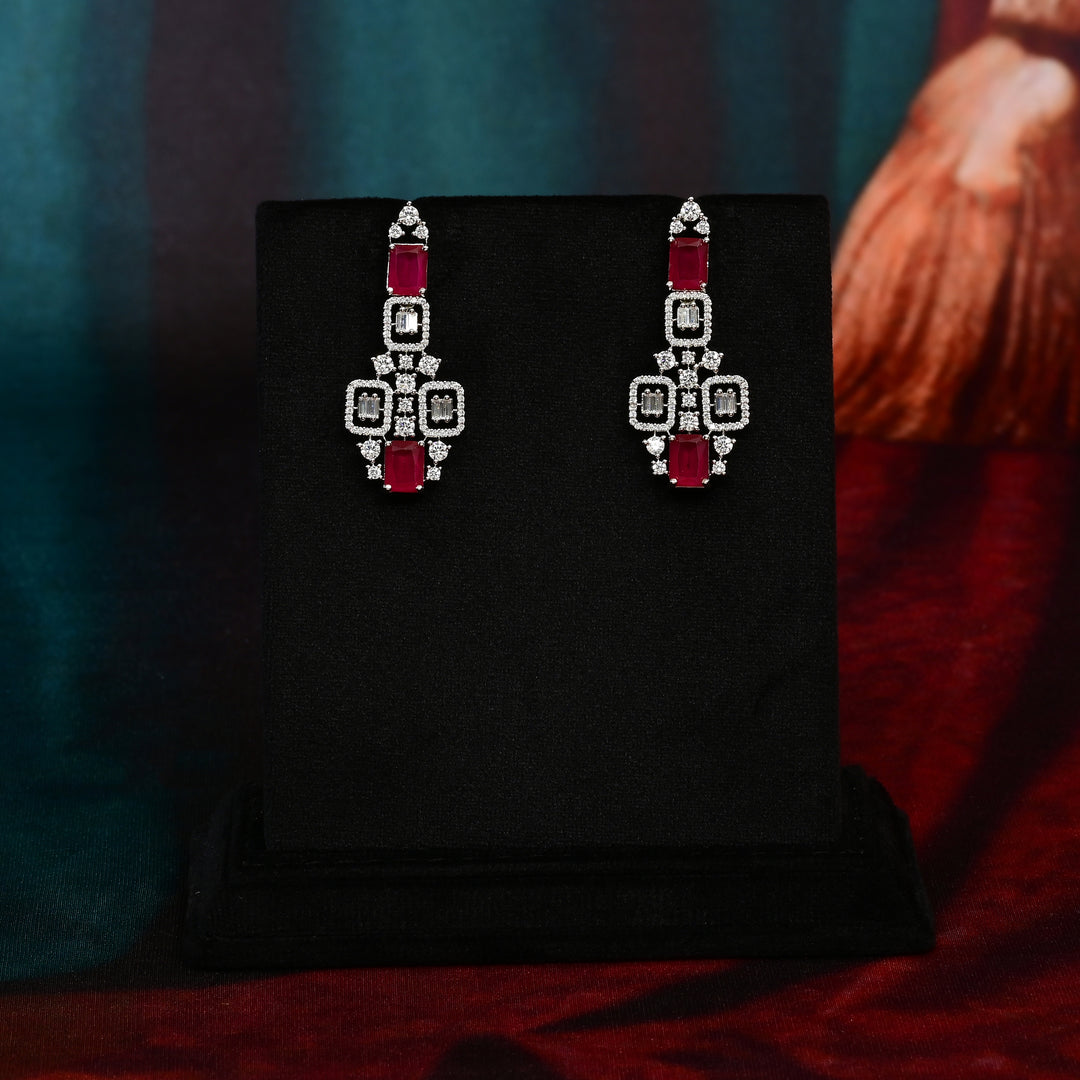 CZ Ruby Necklace Set
