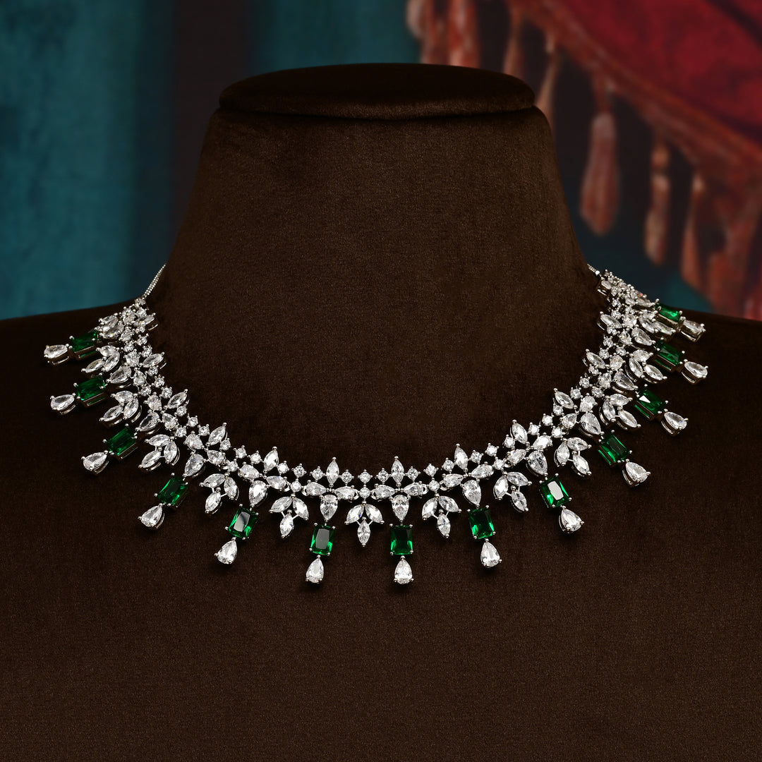 CZ Emerald Necklace Set