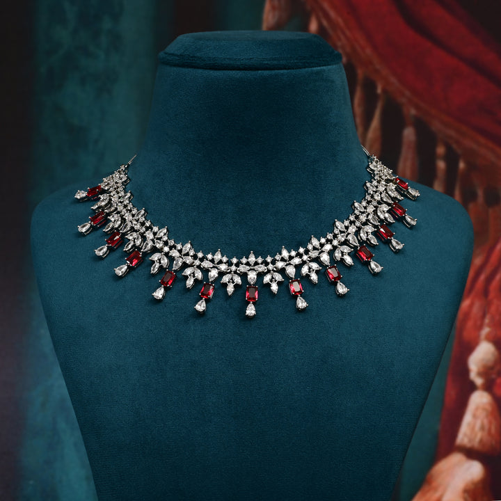 CZ Ruby Necklace Set