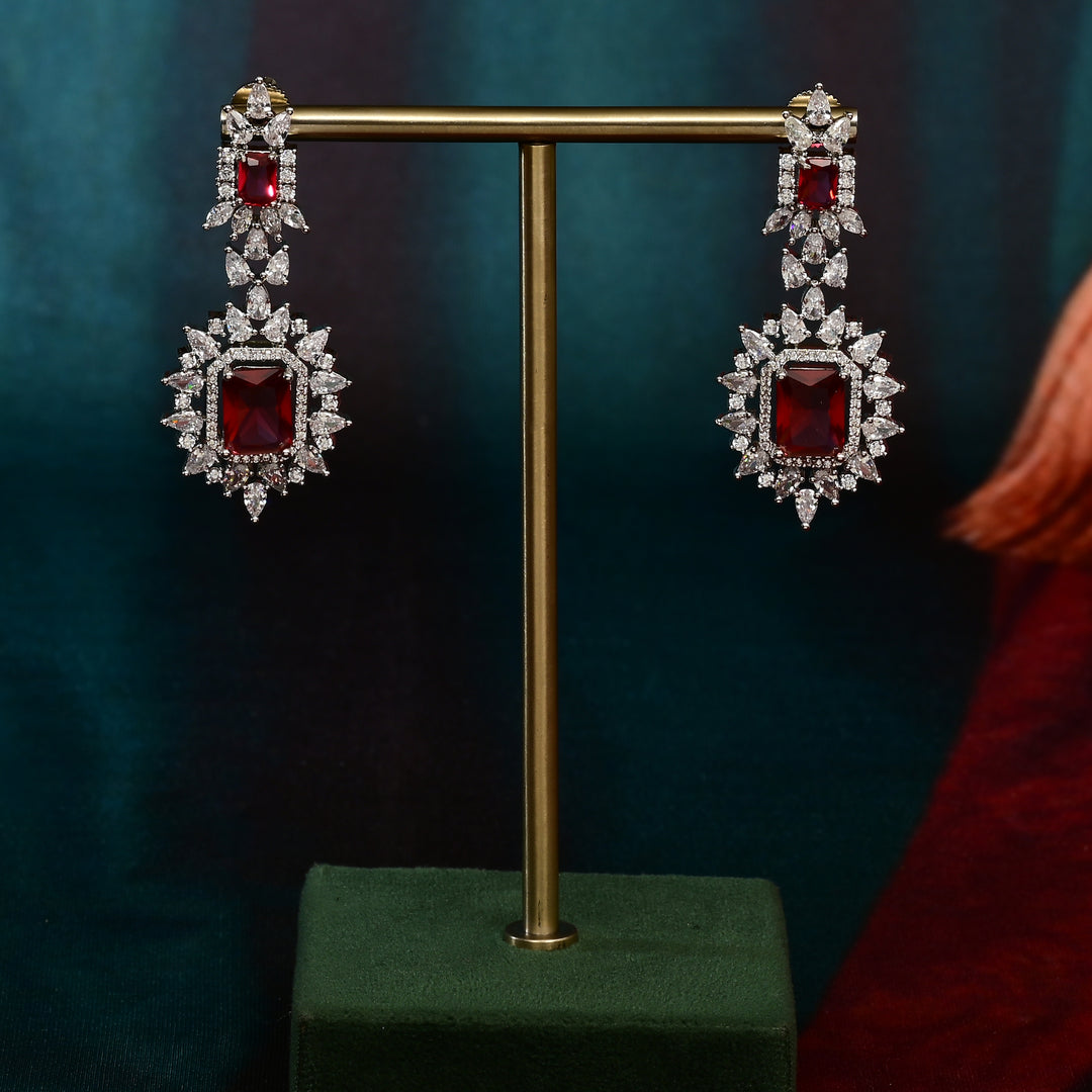 CZ Ruby Necklace Set