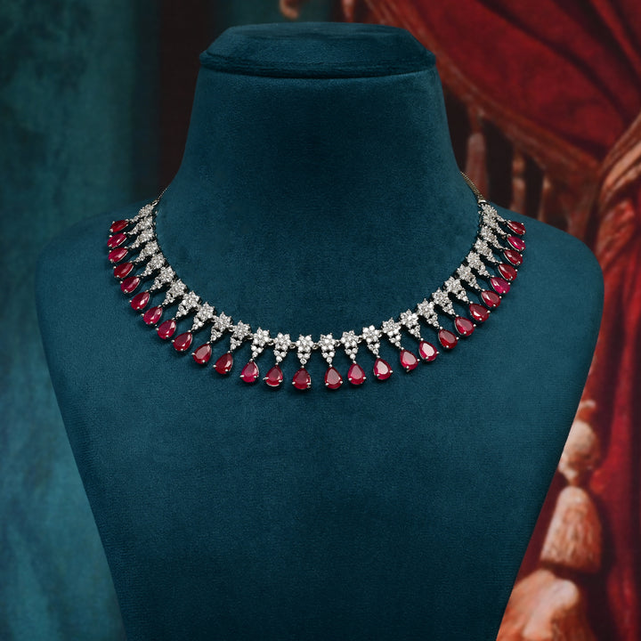 CZ Ruby Necklace Set