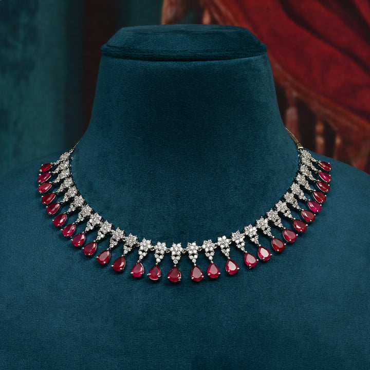 CZ Ruby Necklace Set