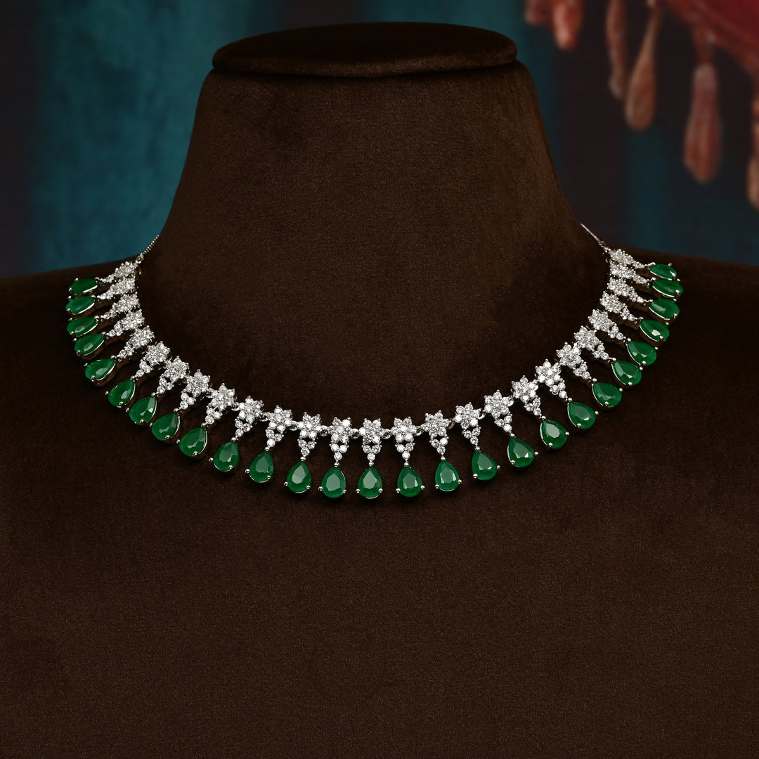 CZ Emerald Necklace Set