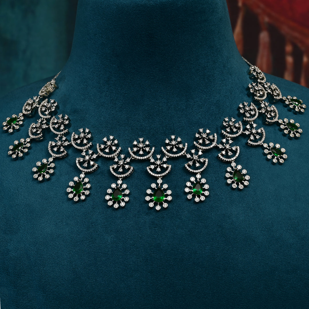 CZ Emerald Necklace Set