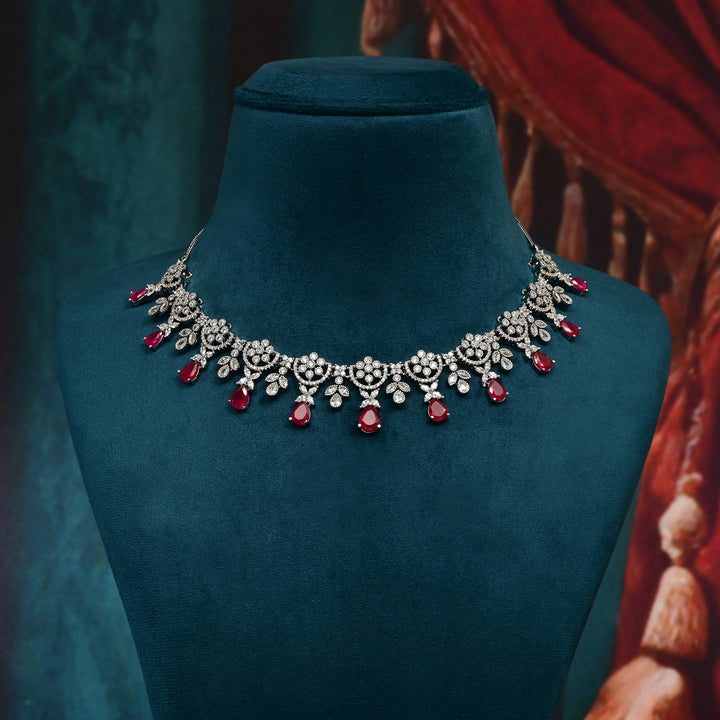 CZ Ruby Necklace Set