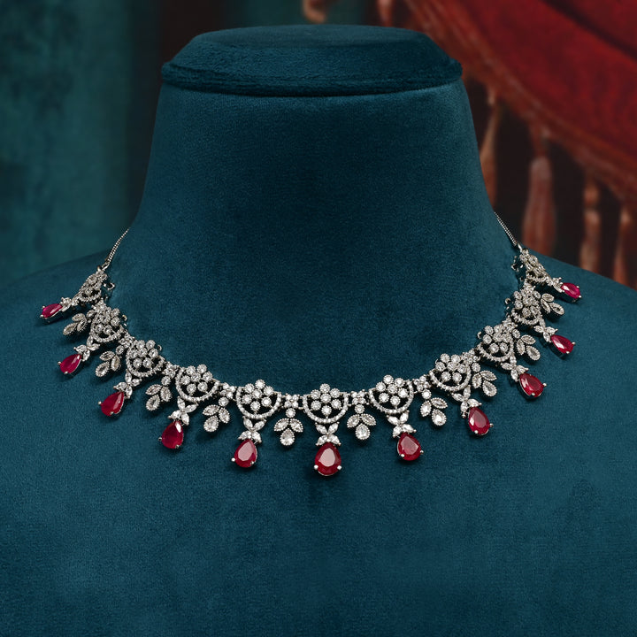 CZ Ruby Necklace Set
