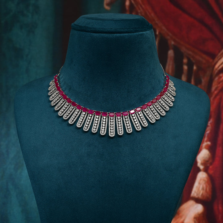 CZ Ruby Necklace Set