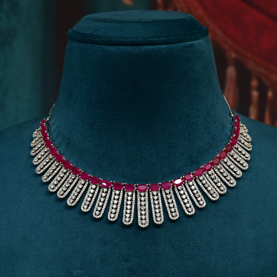 CZ Ruby Necklace Set