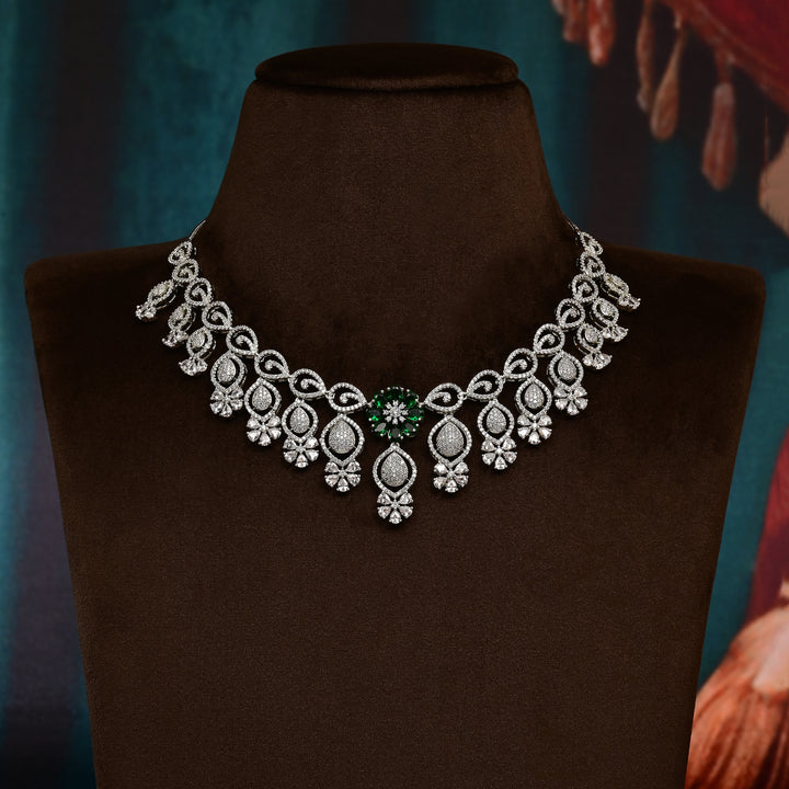 CZ Emerald Necklace Set
