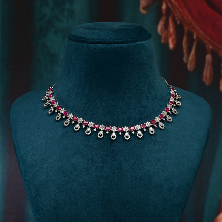 CZ Ruby Necklace Set