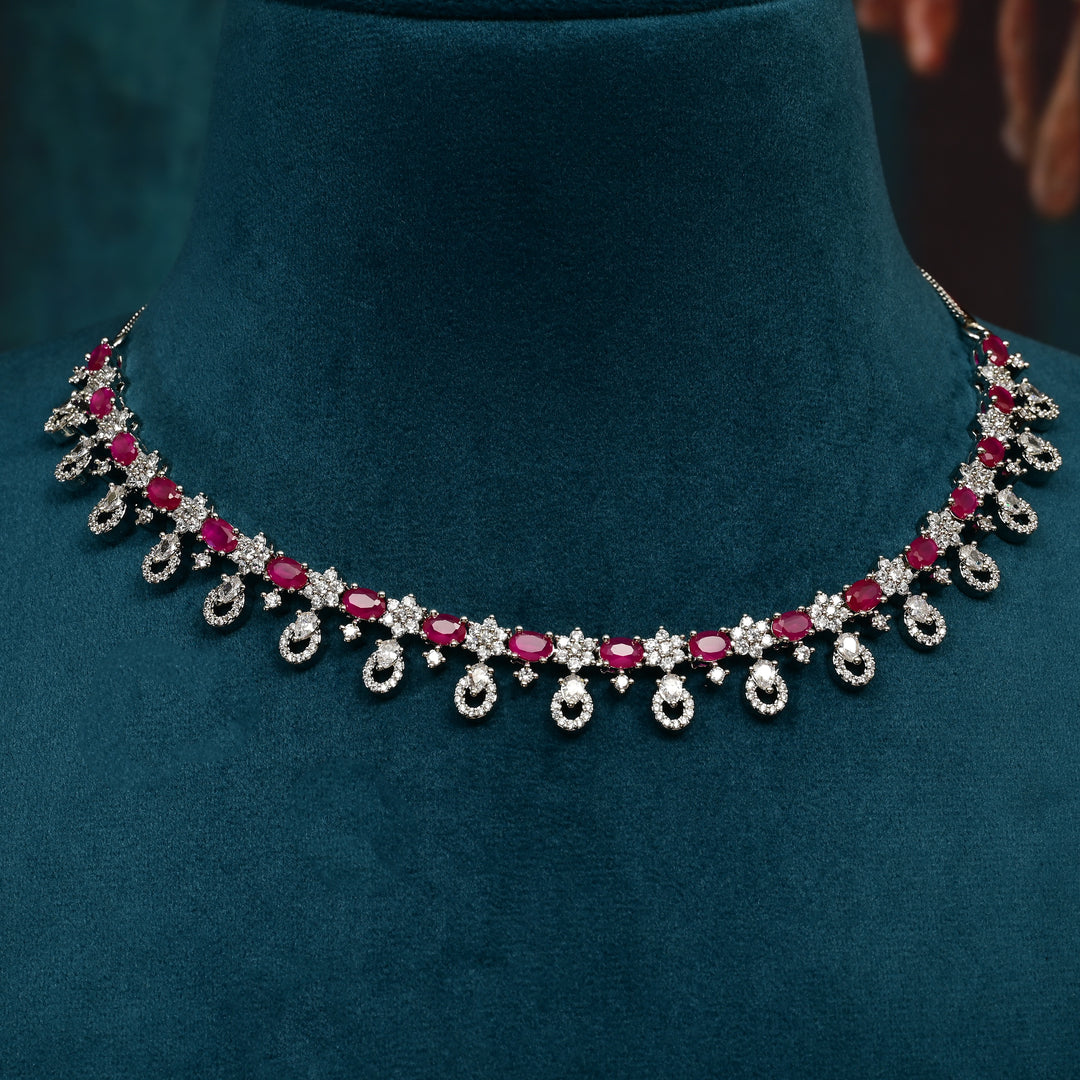 CZ Ruby Necklace Set