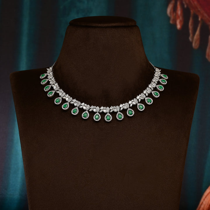 CZ Emerald Necklace Set