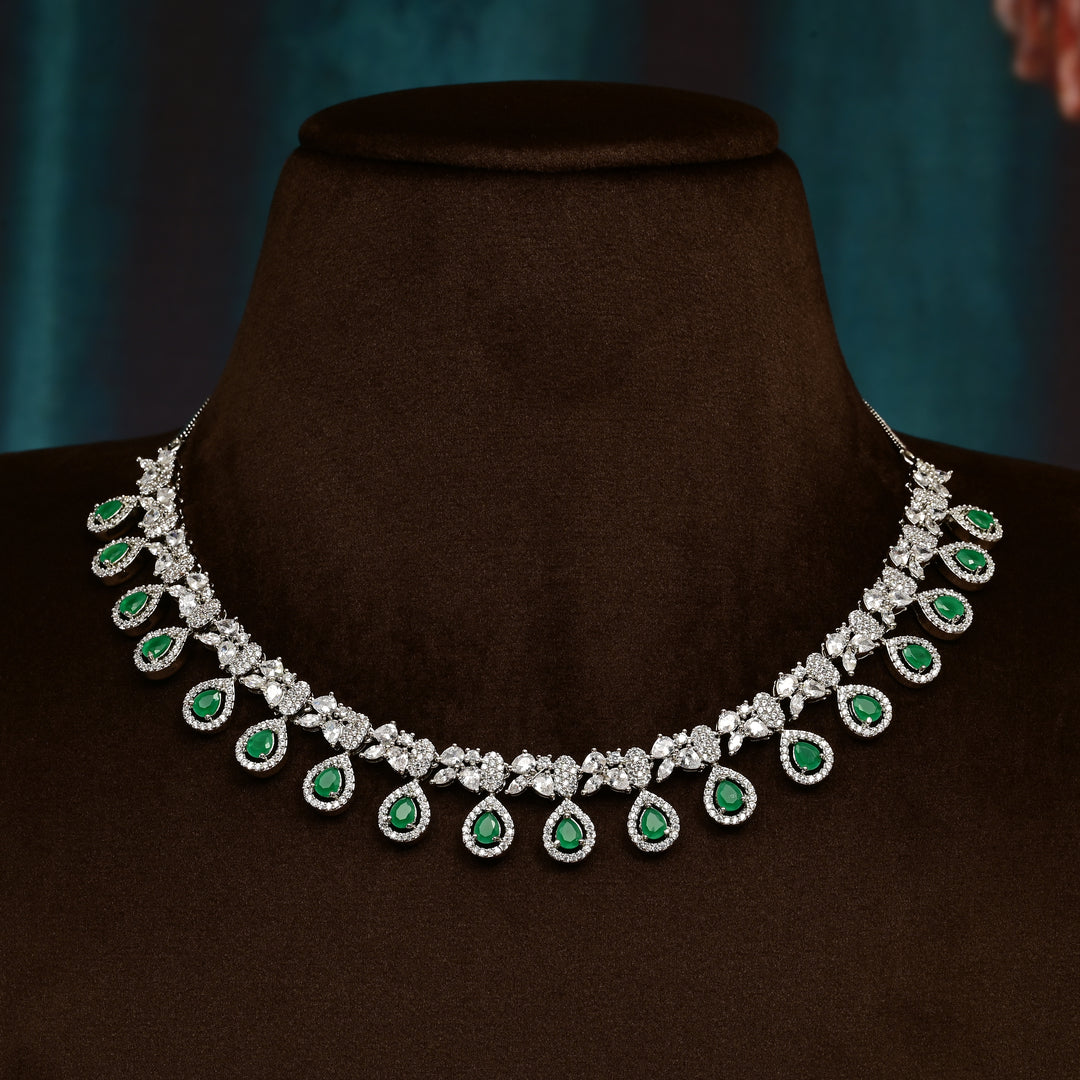 CZ Emerald Necklace Set