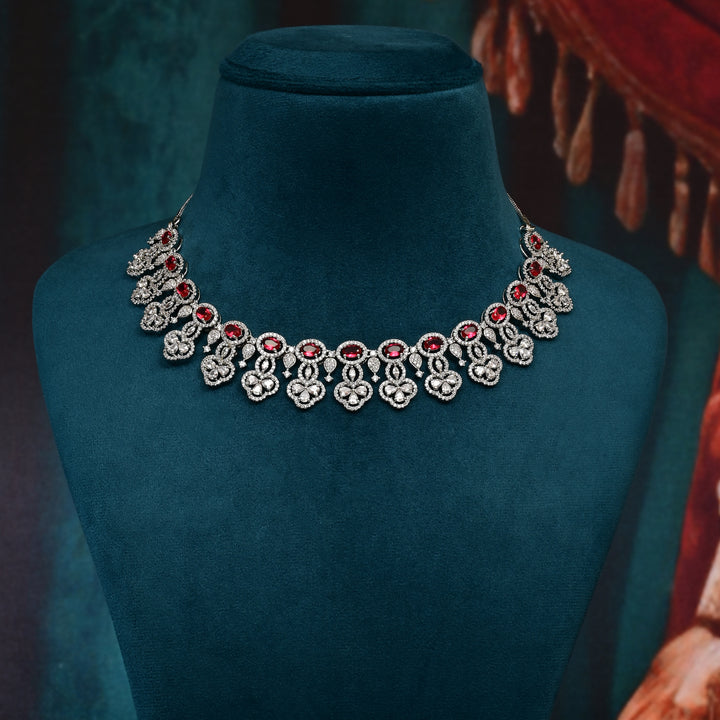 CZ Ruby Necklace Set