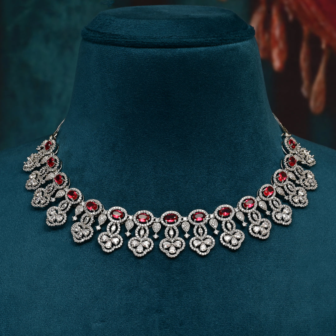 CZ Ruby Necklace Set