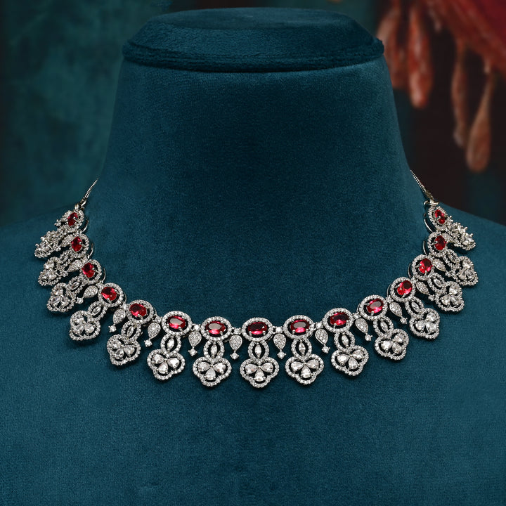 CZ Ruby Necklace Set