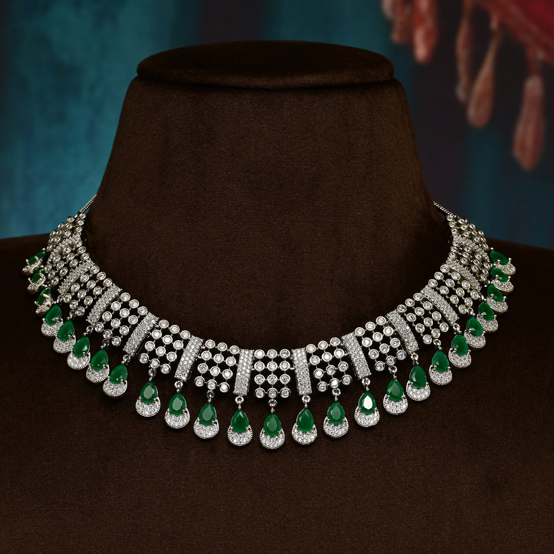 CZ Emerald Necklace Set
