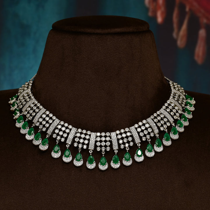 CZ Emerald Necklace Set