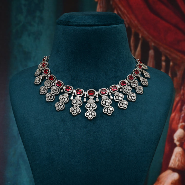 CZ Ruby Necklace Set