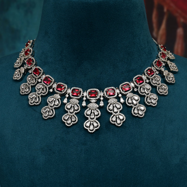 CZ Ruby Necklace Set