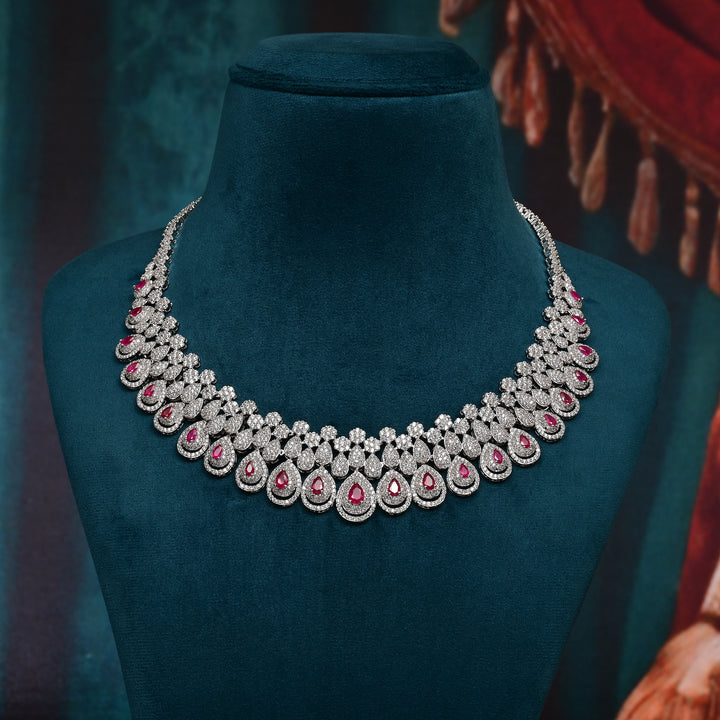 CZ Ruby Necklace Set