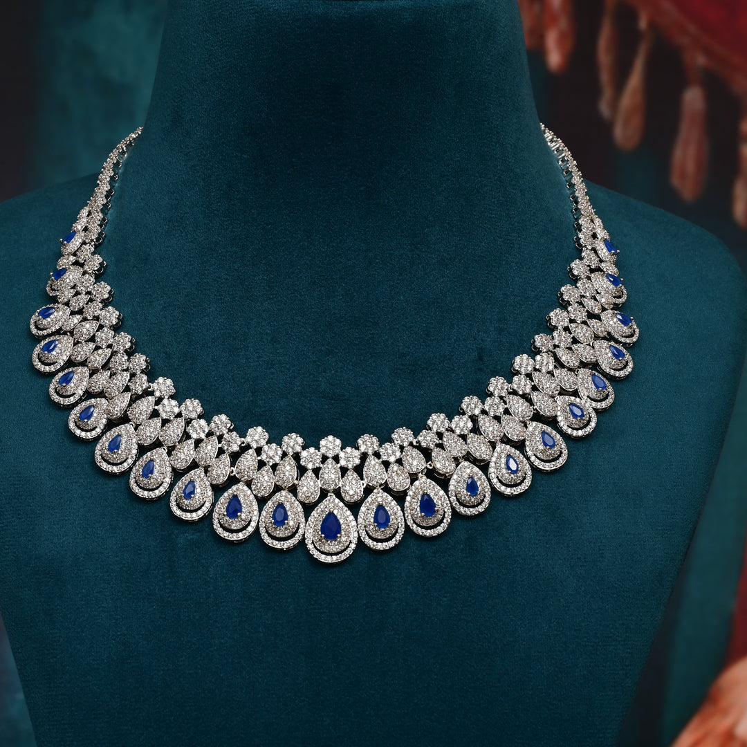 CZ Sapphire Necklace Set