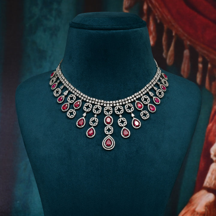 CZ Ruby Necklace Set
