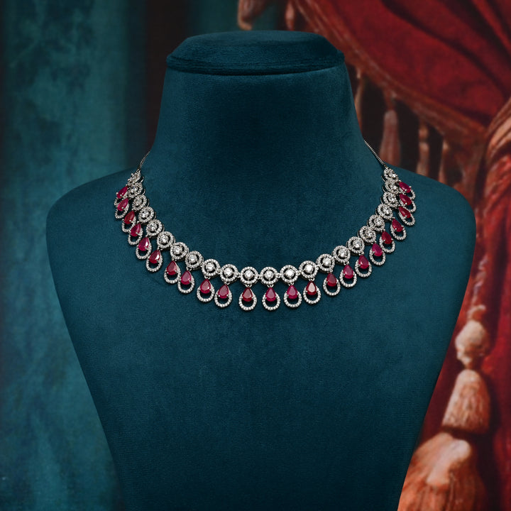 CZ Ruby Necklace Set