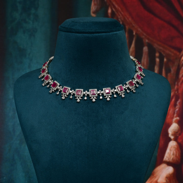 CZ Ruby Necklace Set