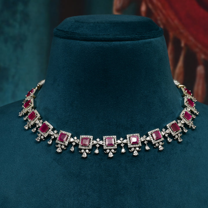 CZ Ruby Necklace Set