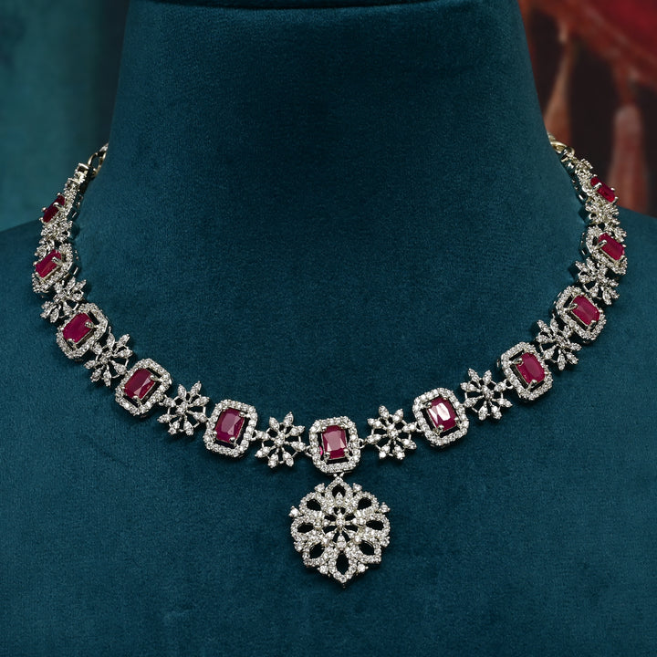 CZ Ruby Necklace Set