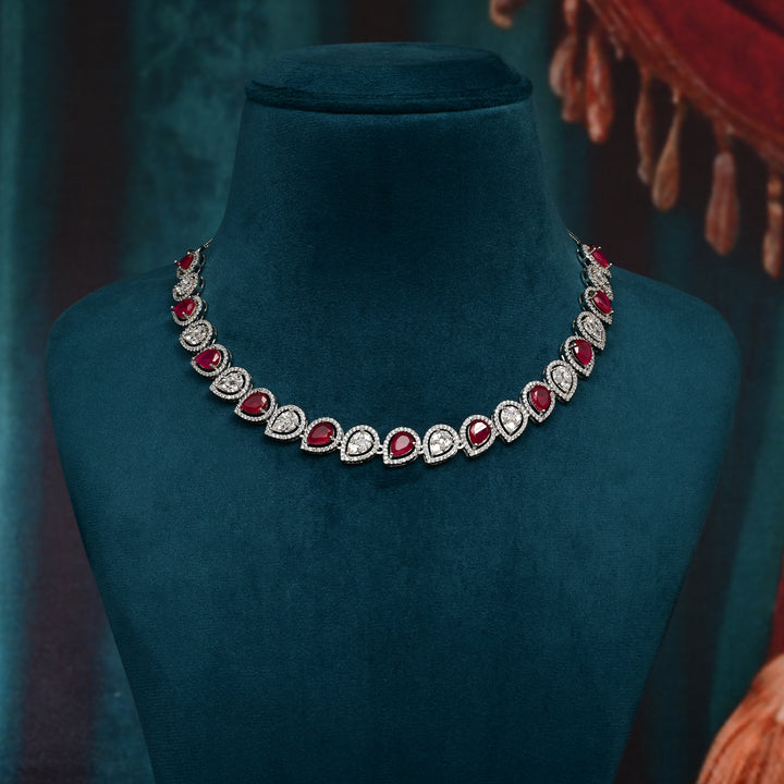 CZ Ruby Necklace Set