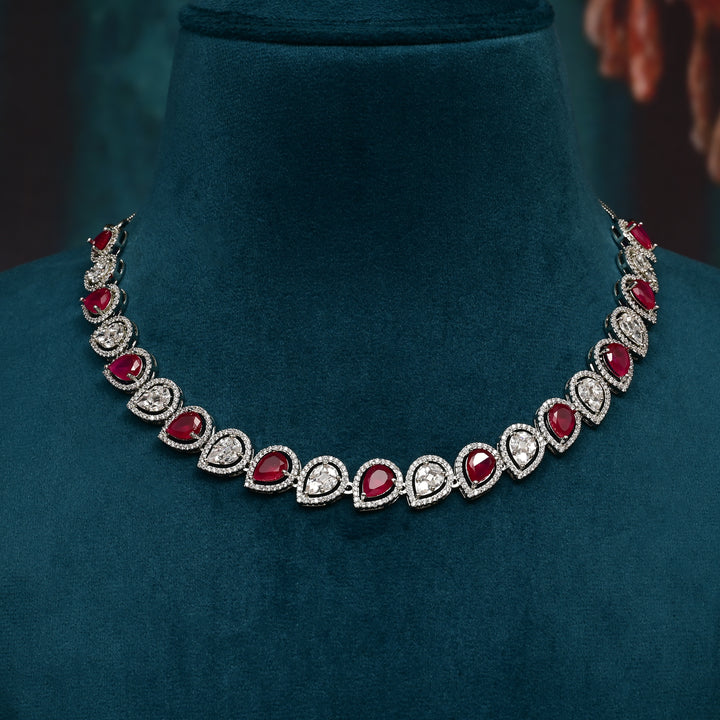 CZ Ruby Necklace Set