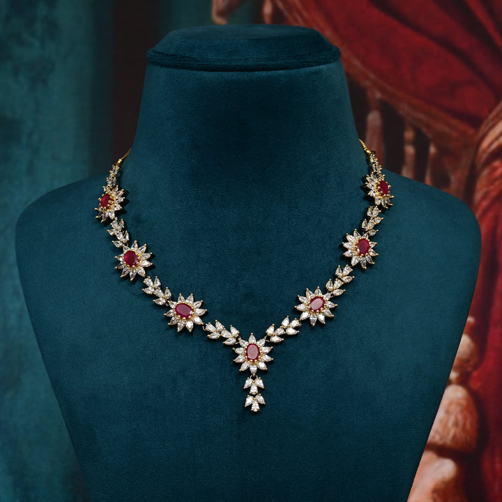 CZ Ruby Necklace Set