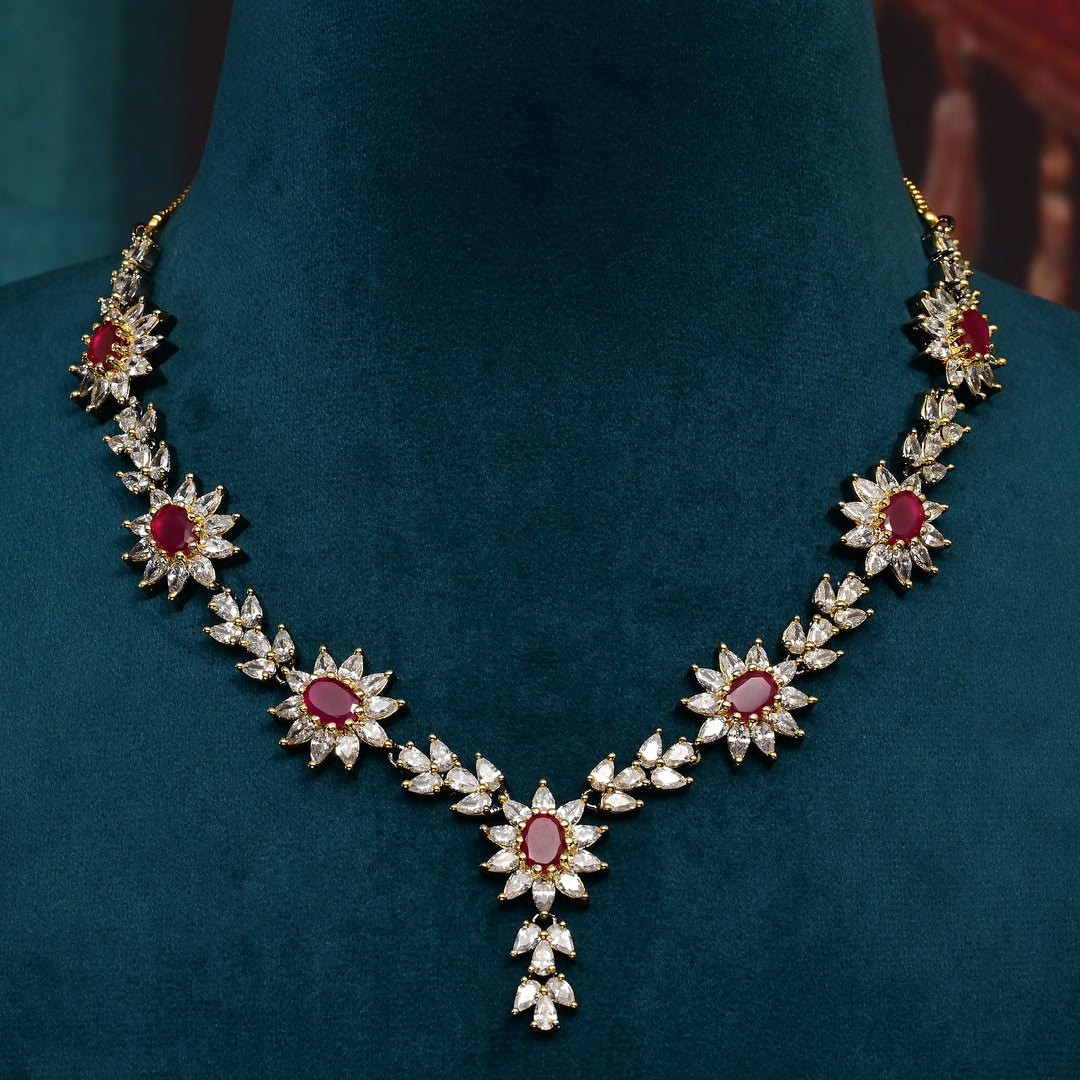 CZ Ruby Necklace Set