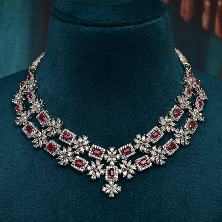 CZ Ruby Necklace Set